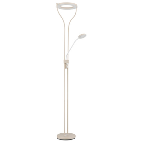 Stojanová lampa, kov, matná piesková farba, biely kov, sklo číre/satinované, biely PVC kábel, otočný 12