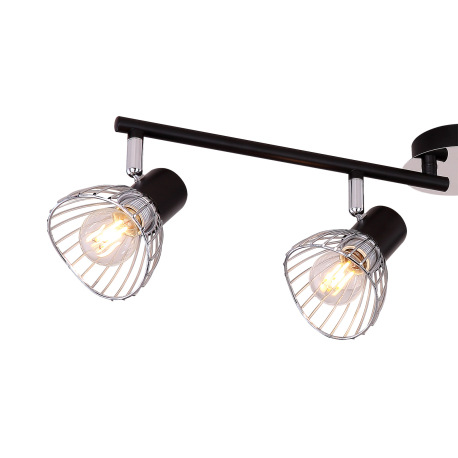 Stropné svietidlo, chróm, kov čierny, pohyblivé, DxŠxV:600x90x150, bez žiaroviek 4xE14, max. 40W 230 6