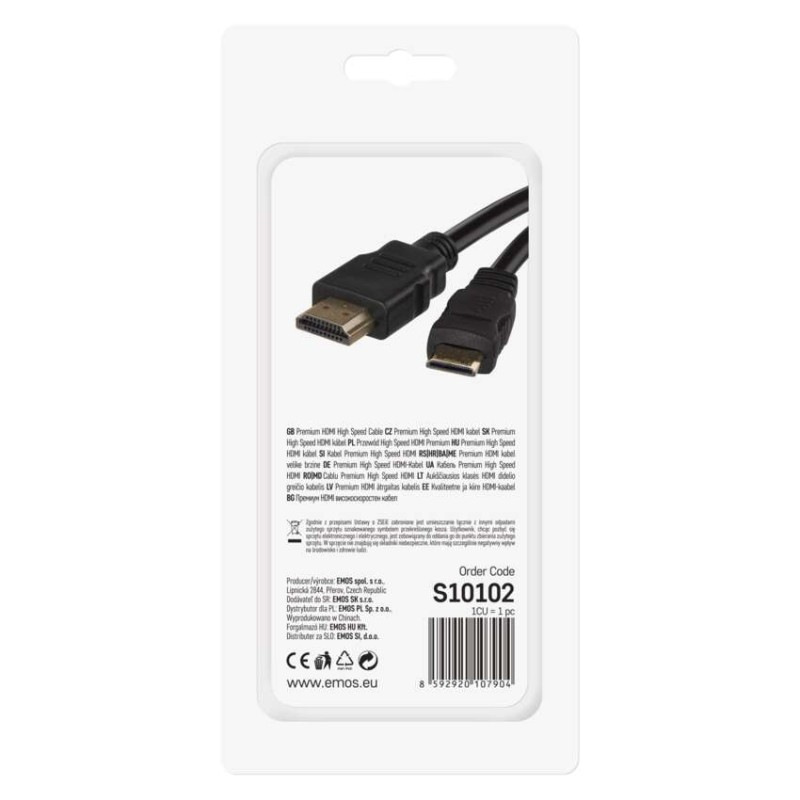 HDMI 2.0 high speed kábel A vidlica – C vidlica 1,5m 2