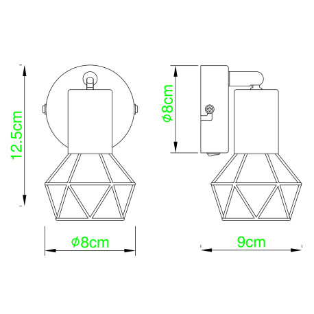 Bodové svietidlo, kov čierny, starožitná mosadz, vypínač, ŠxV: 80x125, H: 90, bez žiarovky 1xE14, ma 6