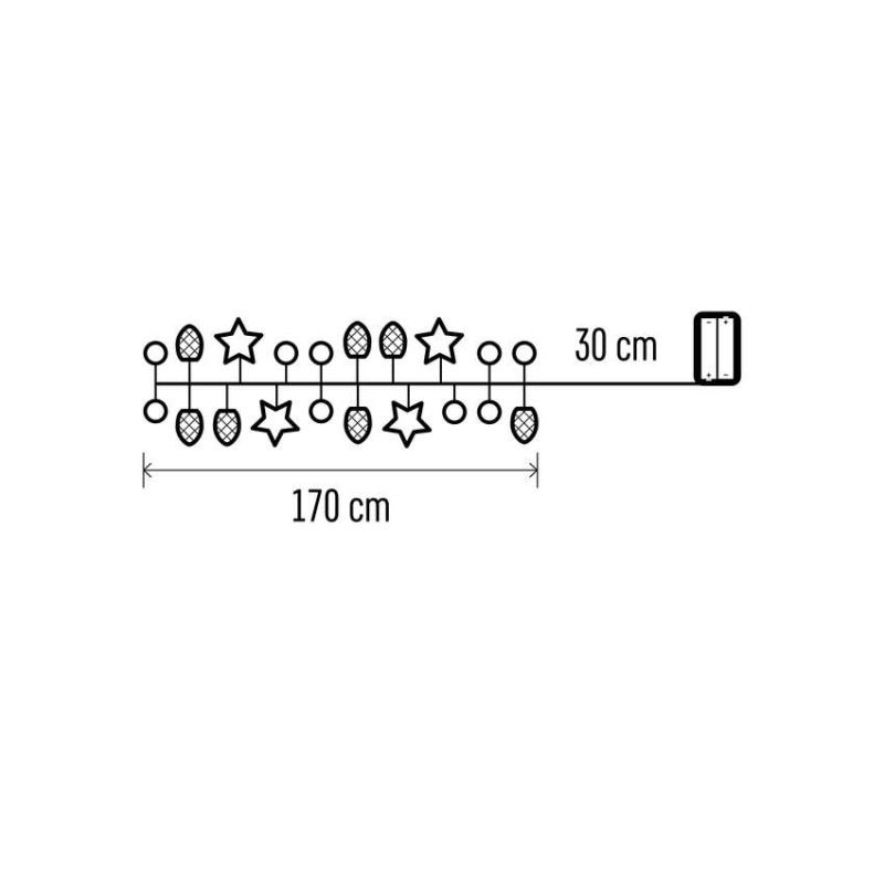 LED vianočná girlanda – šišky, 1,7 m, 2x AA, vnútorná, teplá biela 2