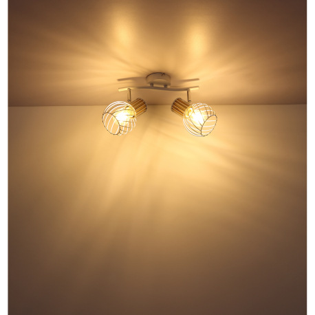 Nástenné svietidlo, kov biely, kov vo farbe imitujúcej drevo, kov biely, chróm, DxŠxV:296x230x185, b 16