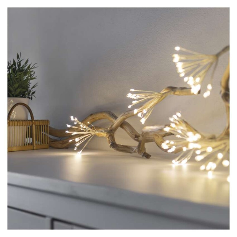 LED svetelná reťaz – svietiace trsy, nano, 2,35 m, vnútorná, teplá biela, časovač 4