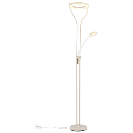 Stojanová lampa, kov, matná piesková farba, biely kov, sklo číre/satinované, biely PVC kábel, otočný 7