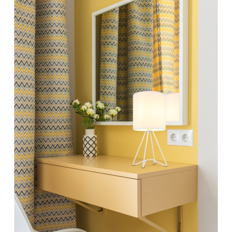 Stolové svietidlo, kov biely, textil biely, kábel PVC biely, kolískový vypínač na kábli, ø: 160mm, V 2