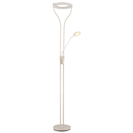 Stojanová lampa, kov, matná piesková farba, biely kov, sklo číre/satinované, biely PVC kábel, otočný 15