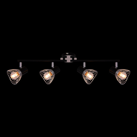 Stropné svietidlo, chróm, kov čierny, pohyblivé, DxŠxV:600x90x150, bez žiaroviek 4xE14, max. 40W 230 10