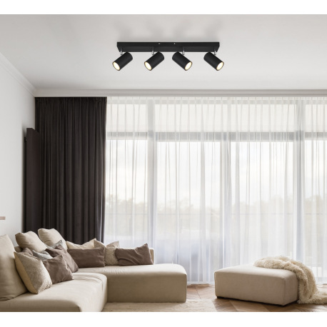 Stropné svietidlo, kov čierny, chrómový, DxŠxV:560x60x120mm, bez žiaroviek 4x GU10, max. 35W 230V 1