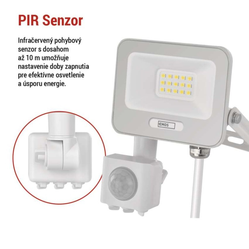 LED reflektor GLARO s pohybovým čidlom, 10 W, biely, IP54, 1000 lm, neutrálna biela 7