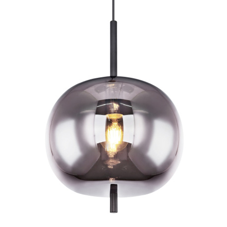 Závesné svietidlo, čierny kov, dymové sklo, Ø 300, V: 1200, bez žiarovky 1xE27, max. 60W 230V 8