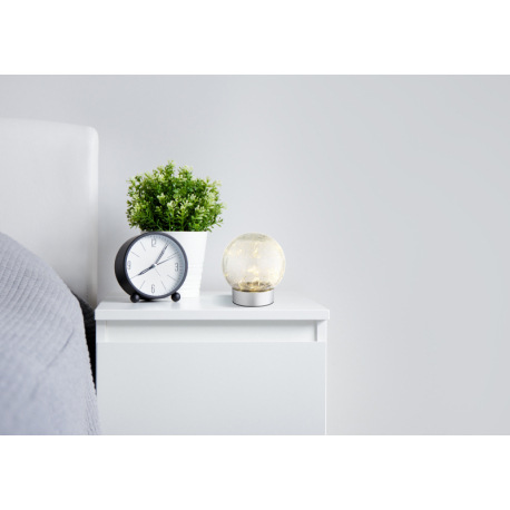 Dekoratívne svietidlo, plast strieborný matný, sklenená guľa číra s efektom popraskaného skla, posuv 2