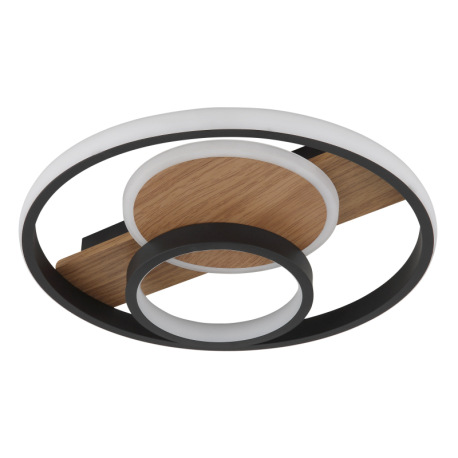 Stropné svietidlo, kov vzhľad dreva, hliník čierny matný, akryl satinovaný, silikón biely, ø: 345 mm 2