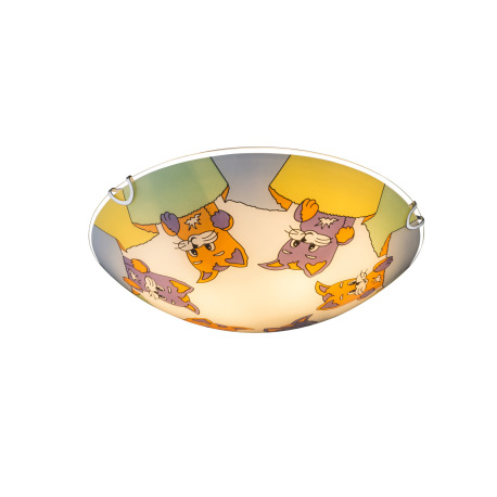 Stropné svietidlo, biela, viacfarebné sklo s detským vzorom, Ø 300, V: 65, bez žiaroviek 2xE27, max.