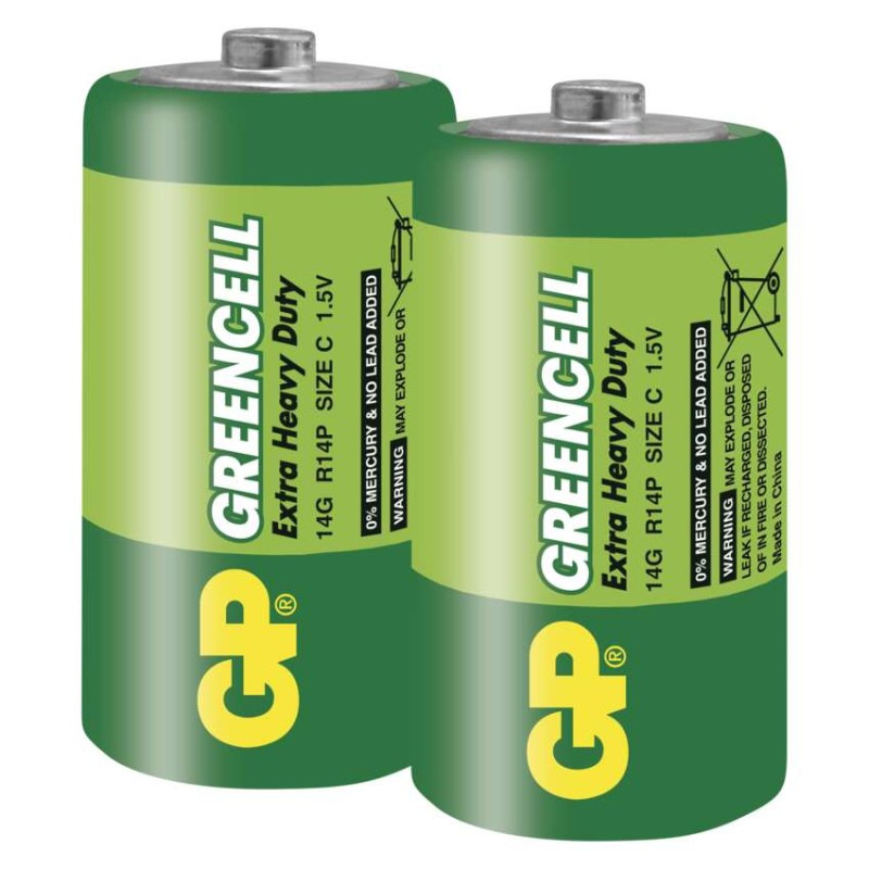 Zinko-chloridová batéria GP Greencell R14 (C), 2 ks 1