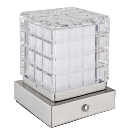 Nabíjateľná stolová lampa, kov nikel,akryl číry, satinovaný povrch, biely PVC kábel, dotykové zapnut 19
