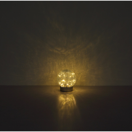 Dekoratívne svietidlo, plast strieborný matný, sklenená guľa číra s efektom popraskaného skla, posuv 8