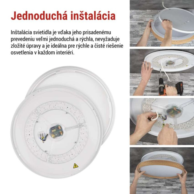 LED nástenné svietidlo ILVI, kruhové 30 W, stmievanie + CCT, drevo 4