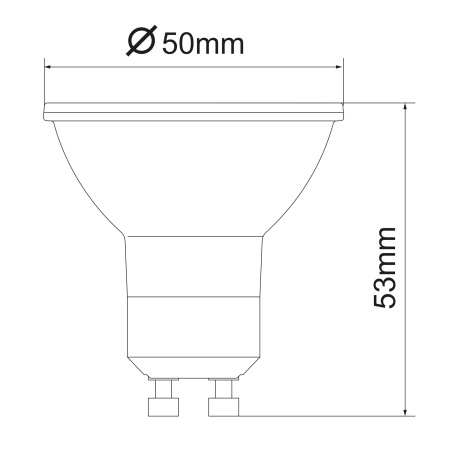 LED žiarovka, sklo priehľadné, stmievateľná, Ø50, V:54, 1xGU10 LED 4,7W 230V, 345lm, 4000K 1