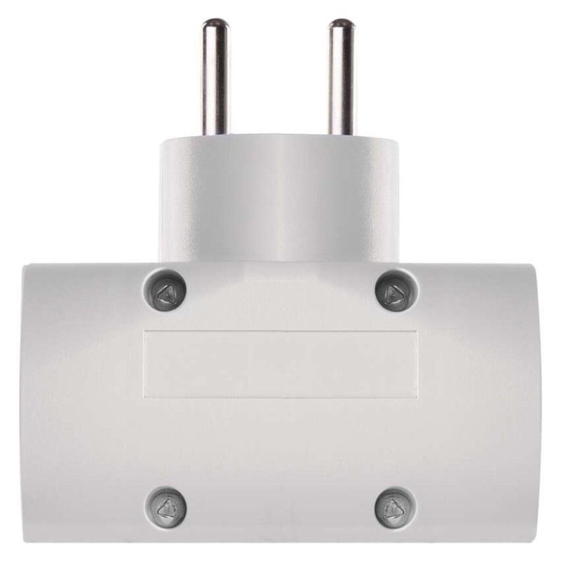 Viacnásobná zásuvka 2× okrúhla + 1× obdĺžniková, biela 4