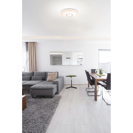 Stropné svietidlo, kov biely, akryl biely, trblietavý efekt, prepínateľné cez nástenný spínač, fixác 5