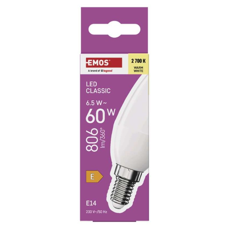 LED žiarovka Classic sviečka / E14 / 6,5 W (60 W) / 806 lm / Teplá biela 5