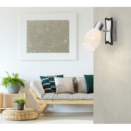 Nástenné svietidlo, chróm, MDF wenge, satinované sklo, ŠxV: 80x190, H: 160, bez žiarovky 1xE14, max. 5