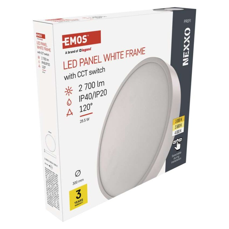 LED prisadené svietidlo, kruhové, biele, 28,5W, CCT 9