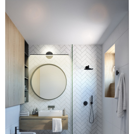 Nástenné svietidlo kov čierny matný, akryl biely, IP44, ŠxV: 608x130mm, H: 74mm, vrátane LED 10W 230 10