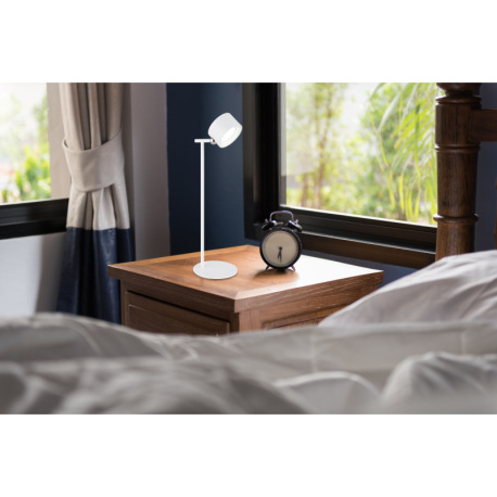 Nabíjateľná stolová lampa kov biely, dotykový stmievač, pamäťová funkcia, bez adaptéra, bat CR18650 19