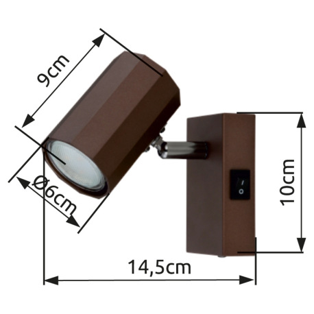 Nástenné svietidlo, kov bronzový matný, hliník bronzový matný, ŠxV: 70x140mm, H: 145mm, bez žiarovky 7