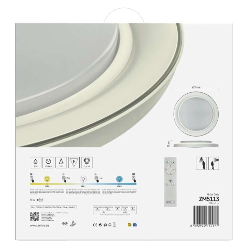 LED prisadené svietidlo REMI, kruhové 45W, stmiev.so zmenou CCT 12