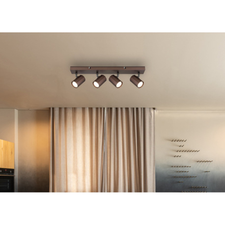 Stropné svietidlo, kov bronzový matný, hliník bronzový matný, DxŠxV: 530x60x145mm, bez žiaroviek 4x 1