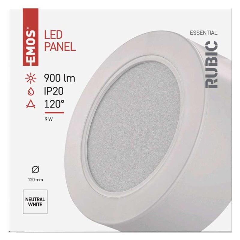 LED svietidlo 2v1 RUBIC okrúhle, biele, 9W, neutrálna biela 6