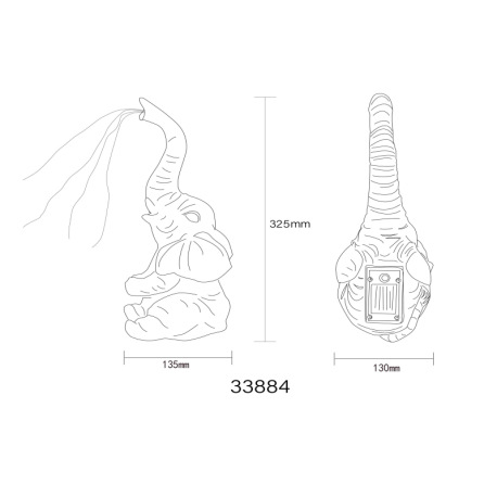 Solárne svietidlo, plast sivý matný, plast číry, vypínač, batéria AAA 300mAh 1,2V, IP44, slon, DxŠxV 8