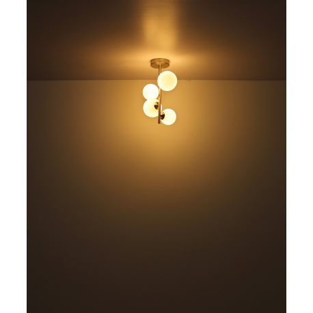 Stropné svietidlo, nikel, sklo biele, DxŠxV: 870x280x370mm, sklo ø: 5x10cm, 4x12cm, vrátane 9x G9 LE 5