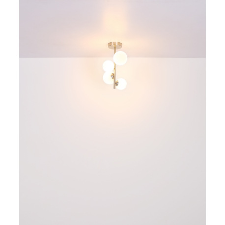 Stropné svietidlo, nikel, sklo biele, DxŠxV: 870x280x370mm, sklo ø: 5x10cm, 4x12cm, vrátane 9x G9 LE 14
