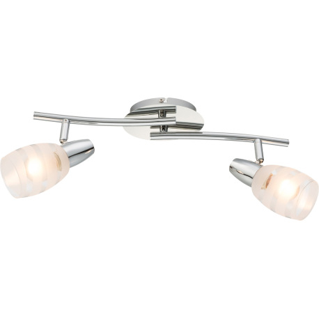 Bočné svietidlo, chróm, satinované sklo, DxŠxV:405x90x190, bez žiaroviek 2xE14, max. 40W 230V.