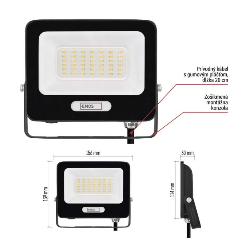 LED reflektor GLARO 30W, čierny, IP65, 3000 lm, neutrálna biela 9