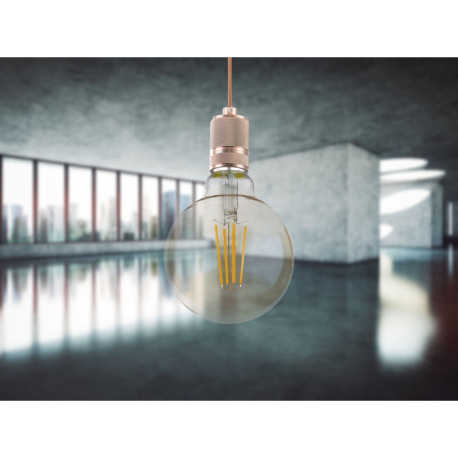 LED žiarovka, kov strieborný, sklo jantár, Globe, stmievateľné, Ø 95, V: 140, 1xE27 LED 7W 230V, 670 1