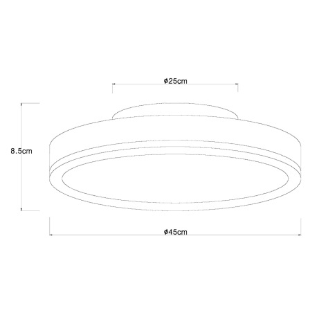 Stropné svietidlo, kov grafit, MDF vzhľad dreva, plast biely, ø: 450mm, V:85mm, vrátane LED 24W 230V 17