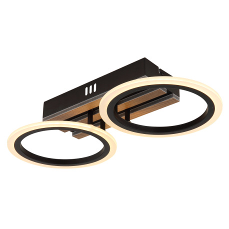 Stropné svietidlo, kov čierny matný, MDF s tmavým dreveným efektom, plast biely, niekoľko úrovní pom 5