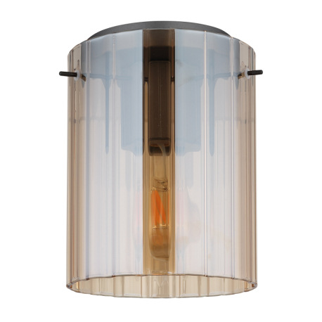 Stropné svietidlo, kov sivý tmavý, sklo jantárové s drážkami, ø: 180mm, V: 230mm, bez žiarovky 1xE27 5