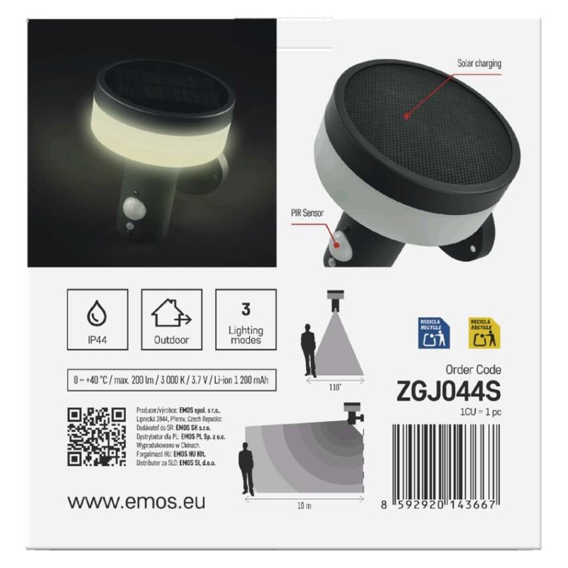 LED záhradné solárne nástenné svietidlo TERION, senzor súmraku, 12,5 x 14,7 x 14,2 cm 13