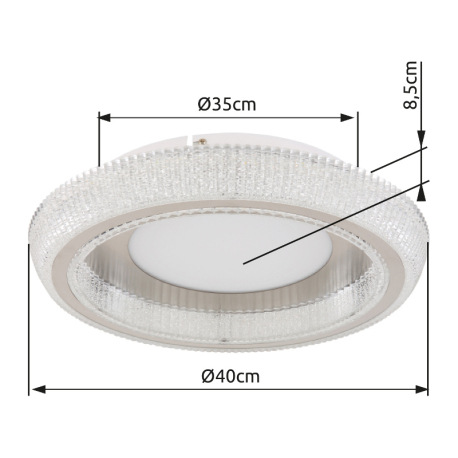 Stropné svietidlo, matný biely kov, číre akrylové krištále, akryl biely, kov nikel matný, niekoľko ú 18