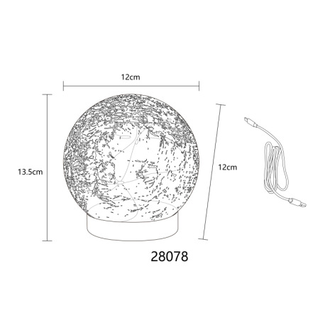 Dekoratívne svietidlo, plast strieborný matný, sklenená guľa číra s efektom popraskaného skla, posuv 11