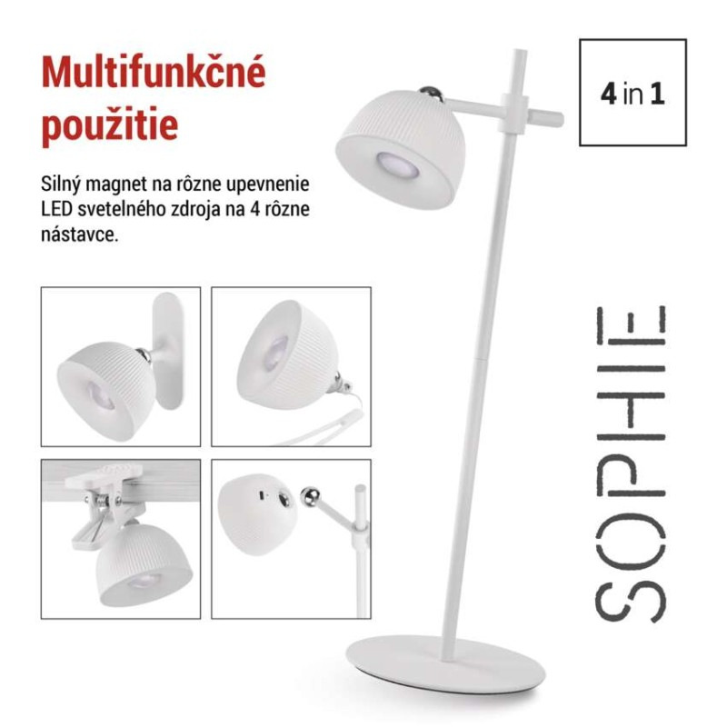 LED stolná lampa SOPHIE, dobíjacia, biela 4