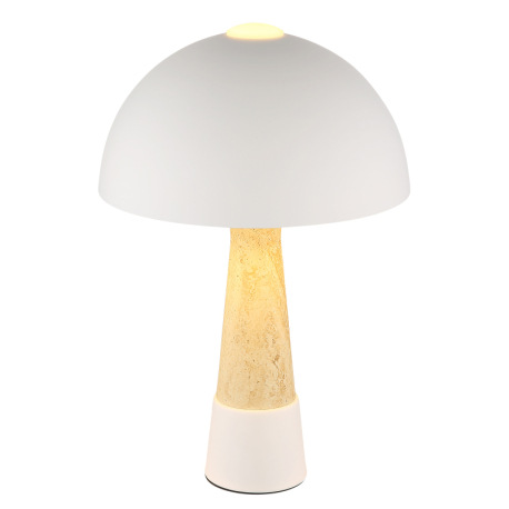 Stolová lampa, kov, piesková matná, imitácia travertínu, čierny PVC kábel, kolískový vypínač na kábl 1