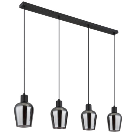 Závesné svietidlo, kov čierny, sklo dymovej farby, kábel PVC čierny, výškovo nastaviteľné, DxŠxV: 10 2