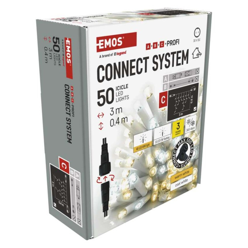 Profi LED spojovacia reťaz blikajúca biela – cencúle, 3 m, vonkajšia, teplá/studená biela 11