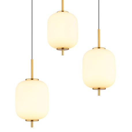 Závesné svietidlo, mosadzný kov, matný čierny kov, biele sklo, čierny PVC kábel, DxŠxV: 805x295x2200 11